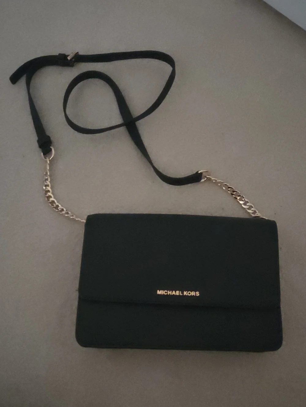 Michael Kors Black Crossbody Shoulder Bag - Gold Chain Detail